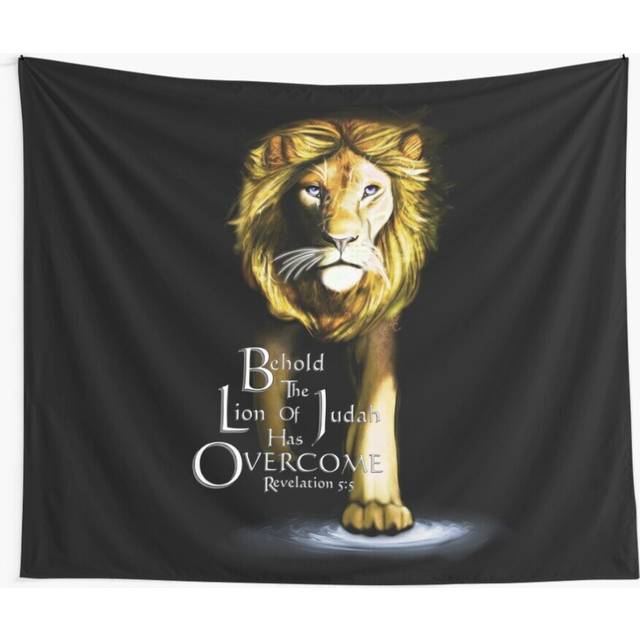 Tapestry 60x50inch Lion of Judah With Scripture (Gold) Wall Hanging Art DÃ©cor Living Room