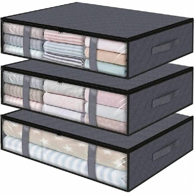 3 Pack Storage Bins Clothes Storage,Foldable Blanket Storage Bags, Under Bed Storage Containers For Organizing,Clothing