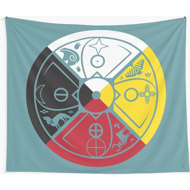 Tapestry 60x50inch sacred hoop medicine wheel Wall Hanging Art DÃ©cor Living Room