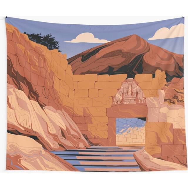Tapestry 60x50inch Mycenae Lion Gate Wall Hanging Art DÃ©cor Living Room