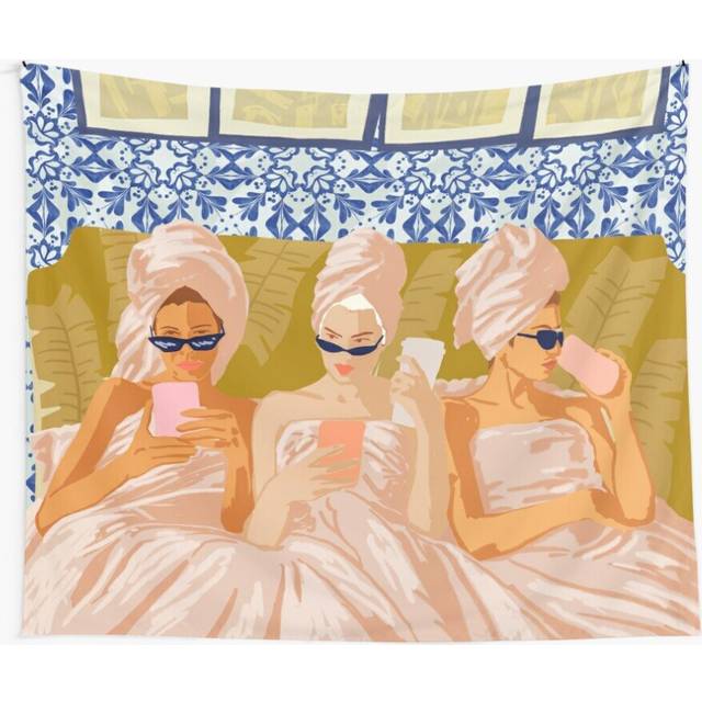 Tapestry 60x50inch Ladies-Only Club Girl Talk Slumber Party BFF Bohemian Feminism Independent Moroccan Women Wall Hanging Art DÃ©cor Living Room