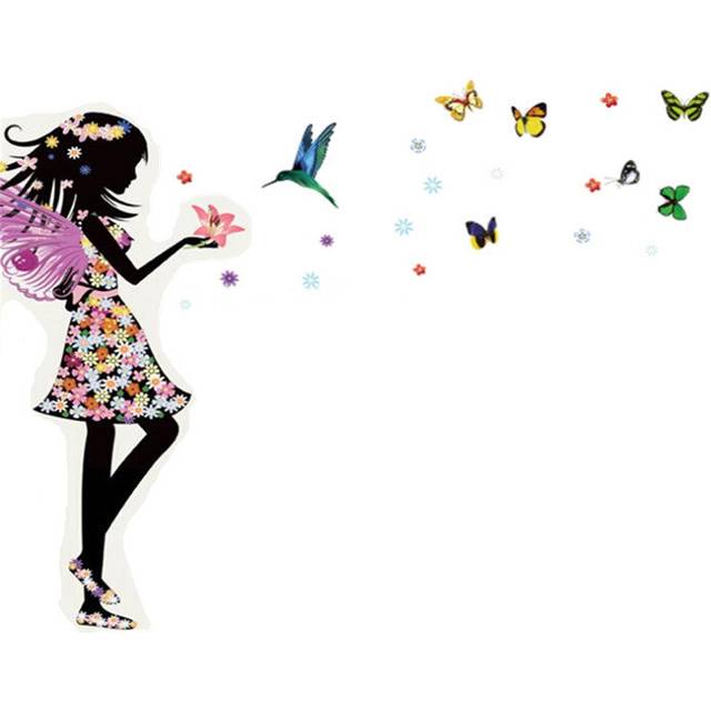 3PCS DIY Fashion Self Adhesive PVC Removable Wall Stickers / House Interior Decoration Pictures -- Girl and Butterfly