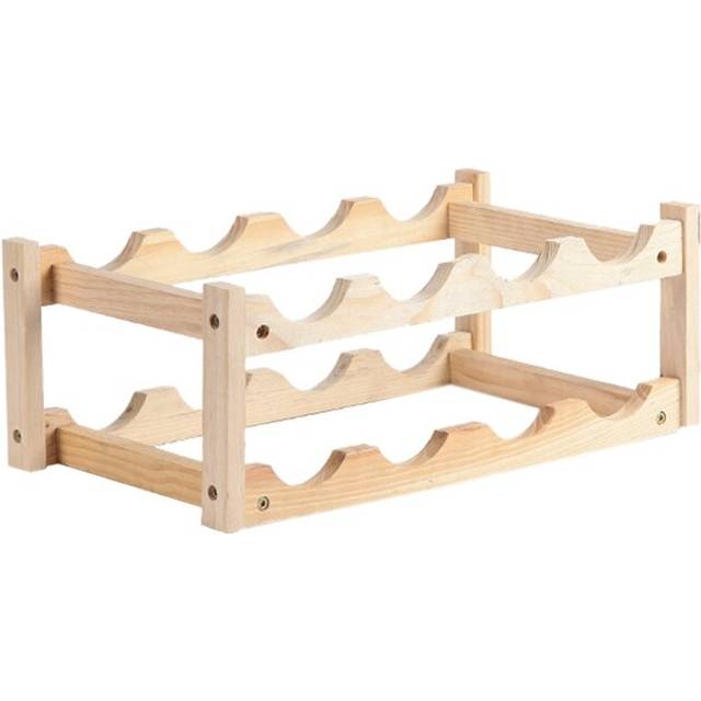 Standing Wooden Wine Rack Organizer 8 Bottles Home Bar Party Display Holder Shelf Decoration Rack-Wood Color