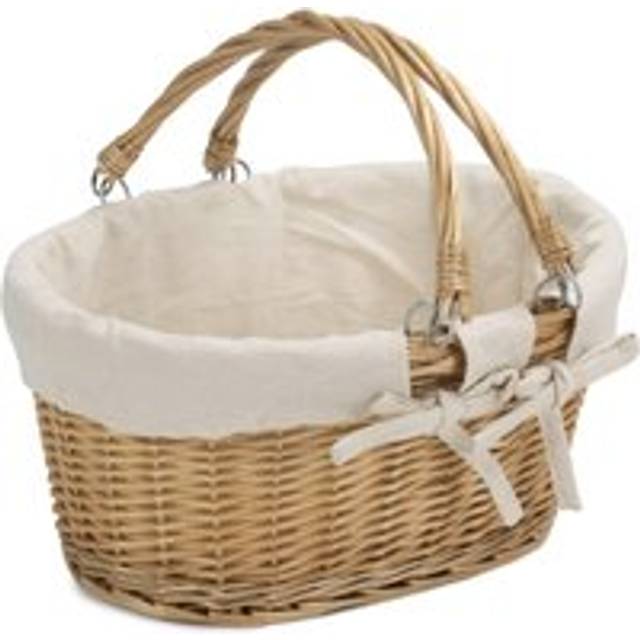 Medium Swing Handle Wicker Shopping Basket - White
