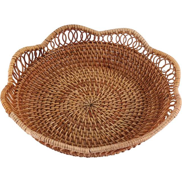Hand-Woven Rattan Storage Basket Fruit Basket S-23X5.5cm