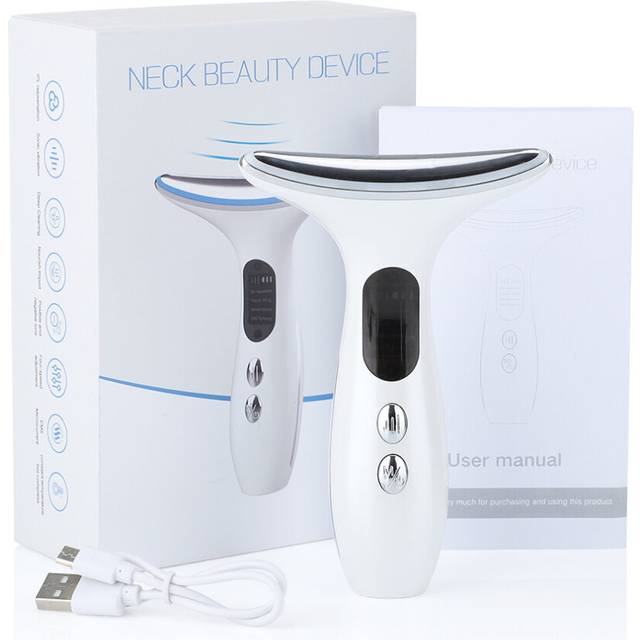 (White) Lifting Machine Neck Massage Tool Skin Care EMS LED Photon Firming Rejuvenation Anti Wrinkle