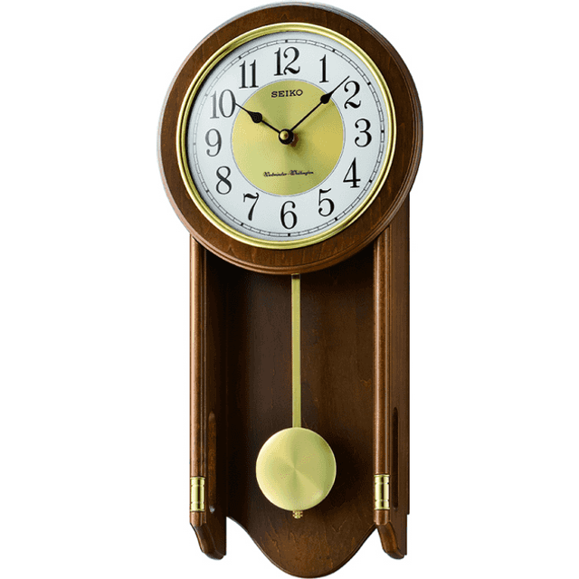 Seiko Wooden Chiming Wall Clock with Pendulum QXH073B
