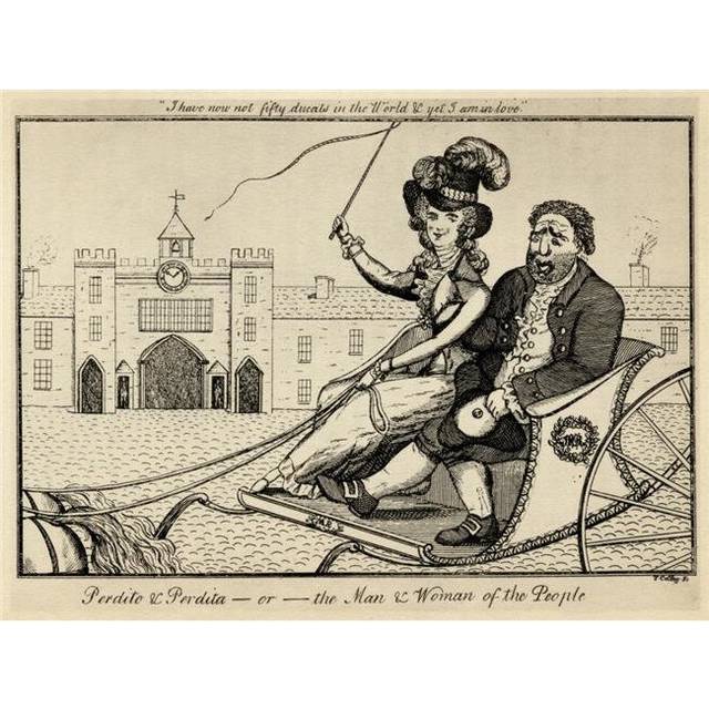 Perdito & Perdita or the Man & Woman of the People A Contemporary Satirical Cartoon Concerning Perdito the Prince of Poster Print, 16 x 12
