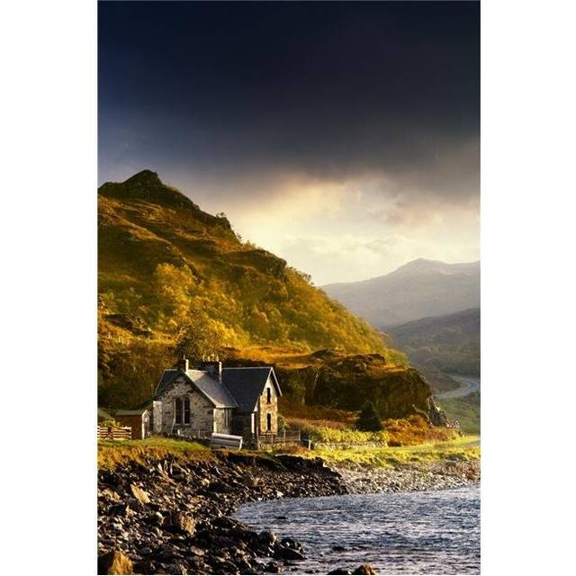 Scenic Mountain View with Country House - Ardnamurchan Peninsula Scotland UK Poster Print, Large - 22 x 34
