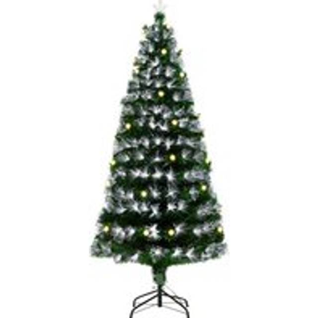 HOMCOM HOMCM 6ft White Light Artificial Christmas Tree w/ 230 LEDs Star Topper Tri-Base Full Bodied Seasonal Decoration Pre-Lit Home | Aosom UK