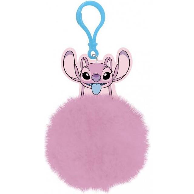 Lilo & Stitch Pom Pom Angel Keyring - Pink/blue