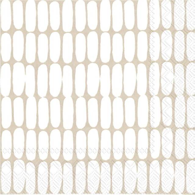 IHR Natural White Pattern Print Cocktail Paper Napkins 20 Disposable 3-Ply
