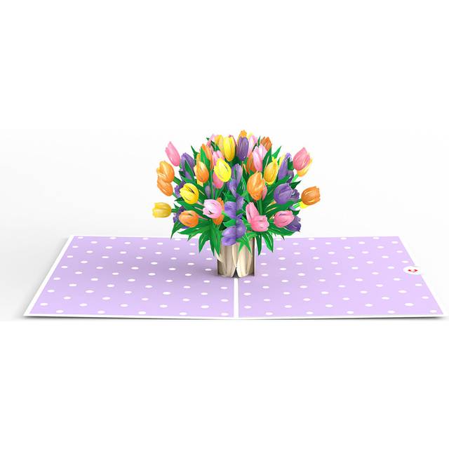 "Lovepop Everyday Pop-Up Card for Her and Him- 3D Thinking of You Greeting Cards for Boys  Girls  Men  Women - For You - 5"""" x 7"""" Tulip Bouquet - Blan"