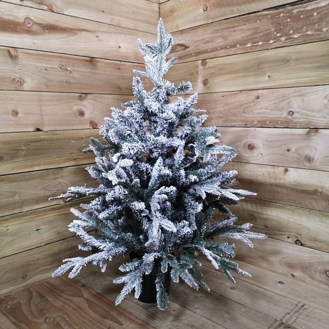 Samuel Alexander - 90cm Flocked Lapland 3ft Mini Christmas Tree in Pot Snowy