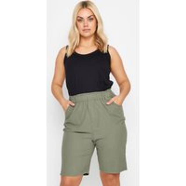 Yours Curve Green Khaki Cool Cotton Shorts, Women's Curve & Plus Size, Yours - 14