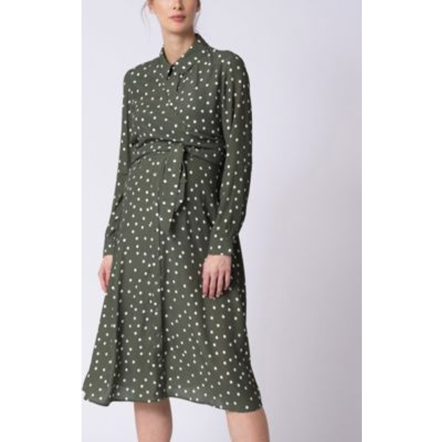 Casual Dress Maternity Shirt Wrap Midi Dress BLESS Khaki [Serafin] Women's S(UK8) khaki