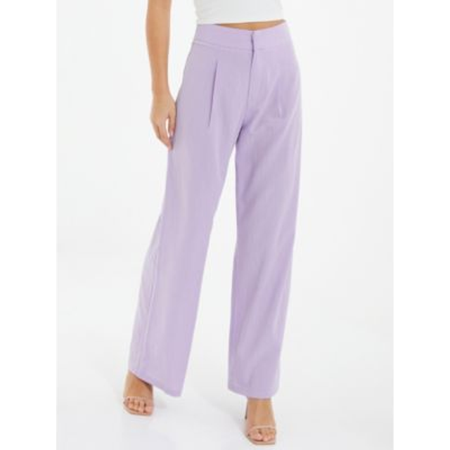 Quiz Womens Lilac Linen Look Palazzo Trousers - Purple - Size 10 UK
