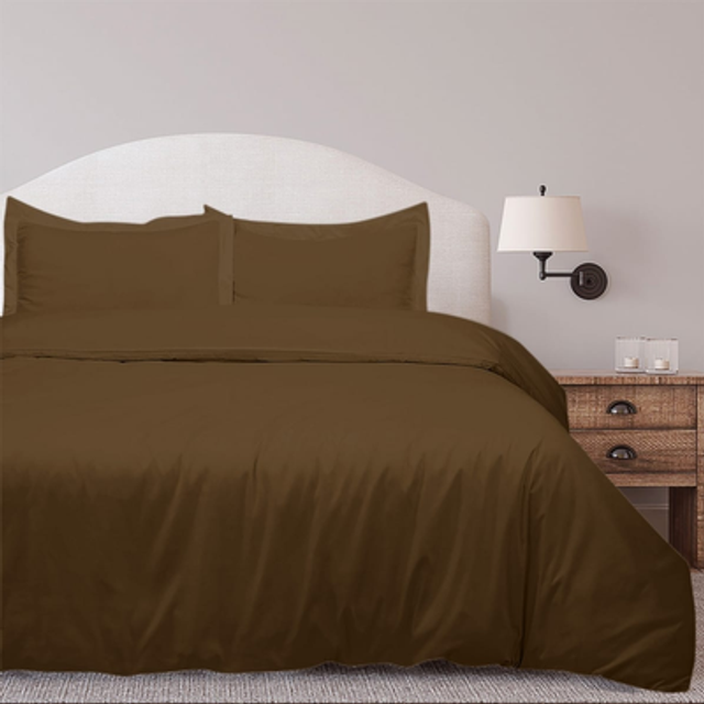 ROYALE LINENS Chocolate Duvet Cover Twin Size - 2 Piece Bedding Comforter Covers - Zipper Closure - 1 Twin Duvet Cover 68x90 inches and 1 Pillow Sham