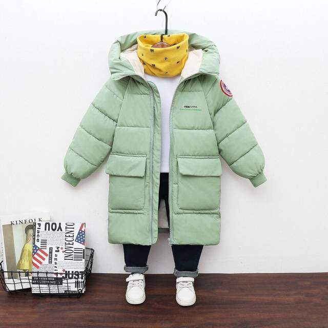 (  Green,   120cm?4-5years?) Kids Boys Girls Padded Coat Parka Hooded Warm Jacket Winter Overcoat