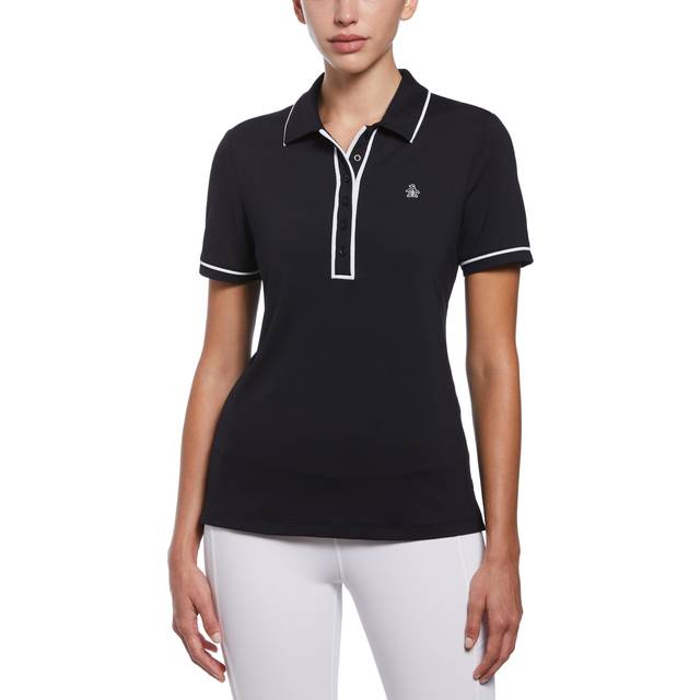 Original Penguin Women's Performance Veronica Golf Polo in Caviar Black, Size Medium, Nylon/Elastane (M)