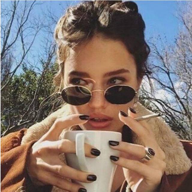 (Silver Blue) Small Oval Mirror Sunglasses For Women Pink Luxury   Men Brand Designer Eyewear Shades Ladies Alloy Sun Glasses UV400 Eyegla