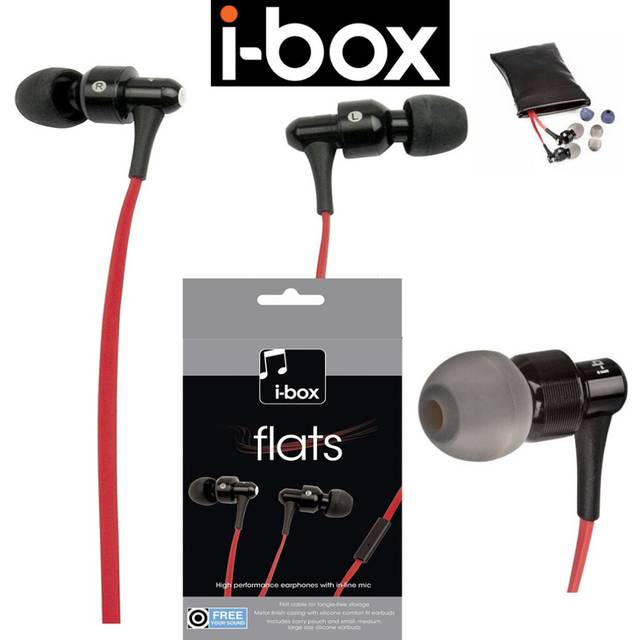 (Flats) i-Box Handsfree Earphones In-Ear Headphones Earbuds Wired 3.5mm Jack