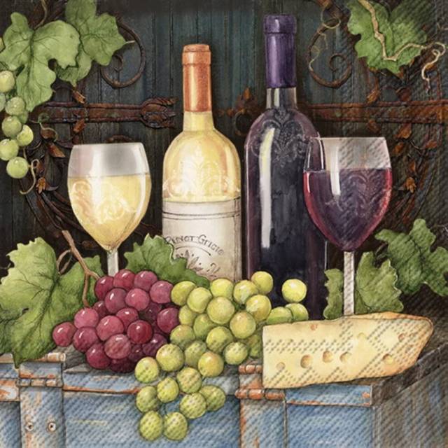IHR Paper Lunch Napkins Red & White Wine Print 3-ply Disposable Party Serviette
