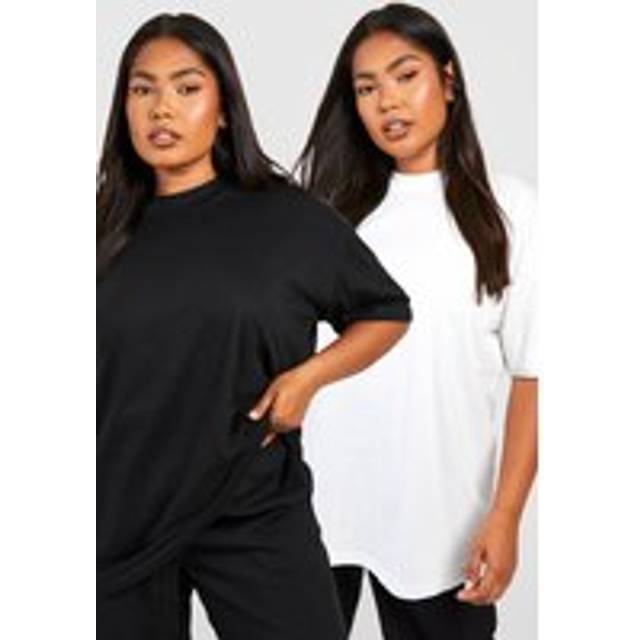 Womens Boohoo Basics Plus 2 Pack Oversized T-shirt - Black/White - 22