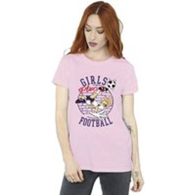 (XXL, Baby Pink) Looney Tunes Womens/Ladies Lola Bunny Girls Play Football Cotton Boyfriend T-Shirt