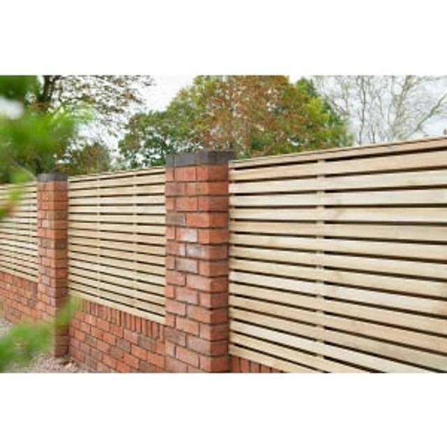 Forest Garden Contemporary Double Slatted Fence Panel - 1800 x 900mm - 6 x 3ft - Natural Timber