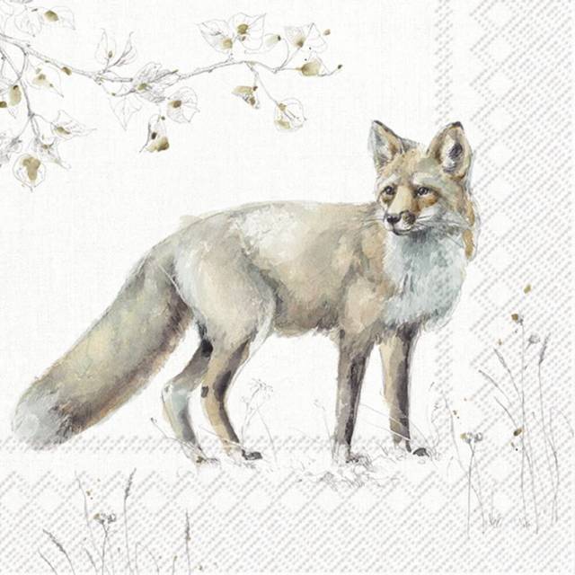 Woodland Fox & Owl Printed Cocktail Paper Napkin 20-Pack Disposable 3-Ply