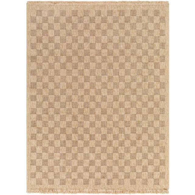 TORI In- & Outdoor Cottage Jute-Look Checkered Area Rug - Brown - 120cm x 170cm