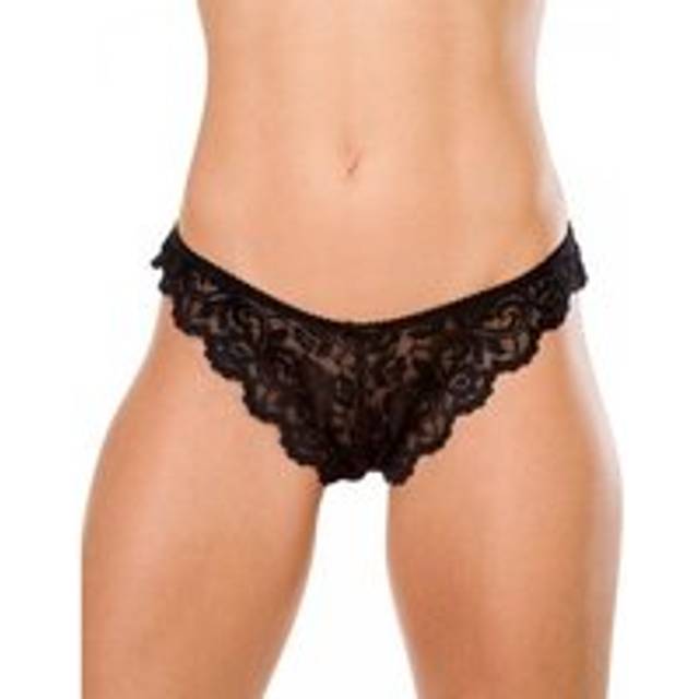 Three Pack Floral Lace Thongs - Black - 18-20