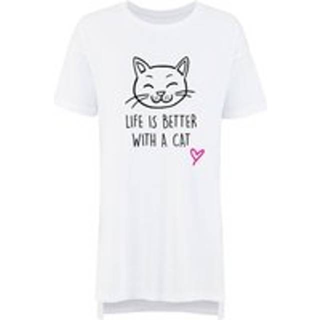 Life Is Better With A Cat Nightie - White - XS
