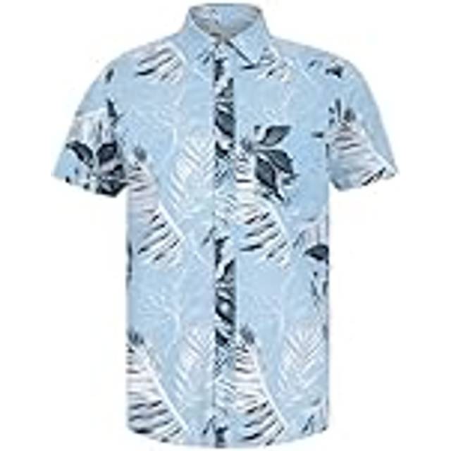 Tokyo Laundry Mens Blue Cotton Short Sleeve Button-Up Printed Shirt - Size Large