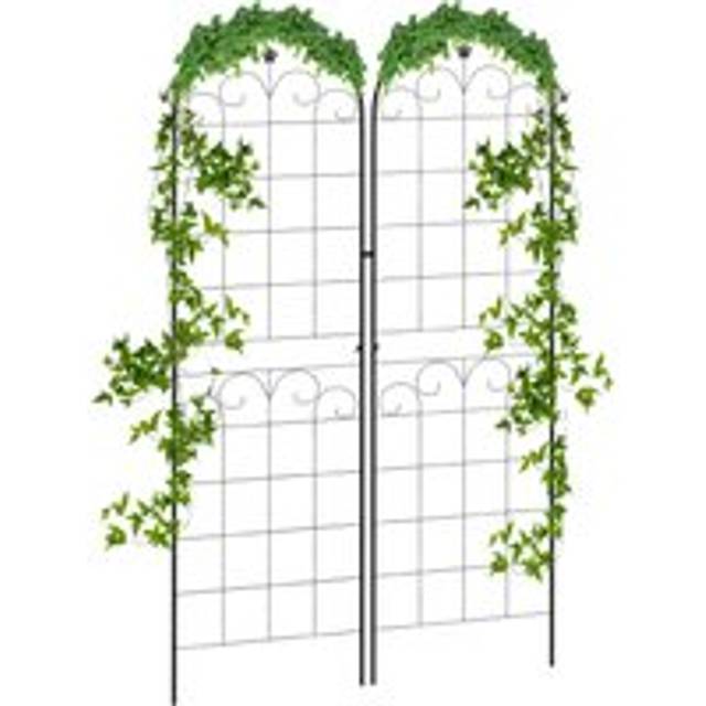 Outsunny Metal Trellis Set Of 2, Garden Trellis For Climbing Plants Support Frames, Floral Design