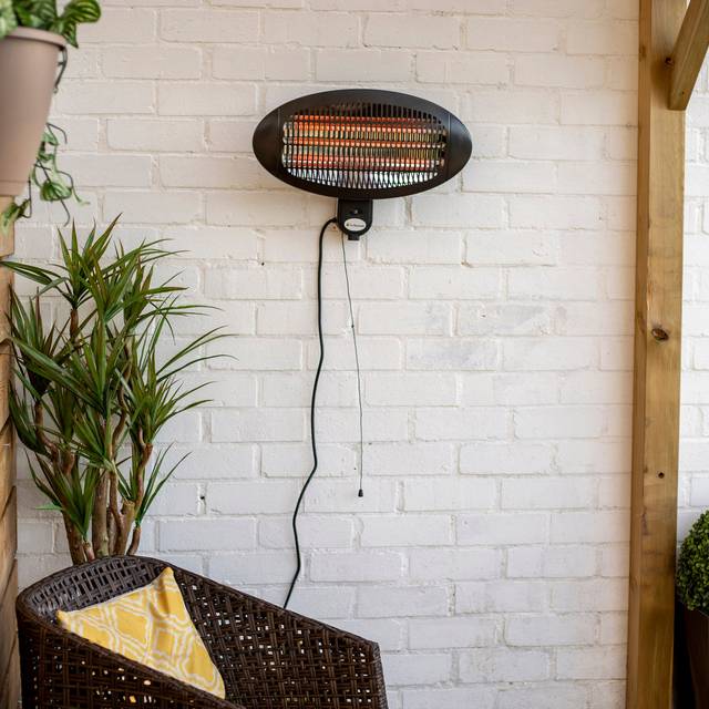 Electric Wall Mounted Patio Heater - Black