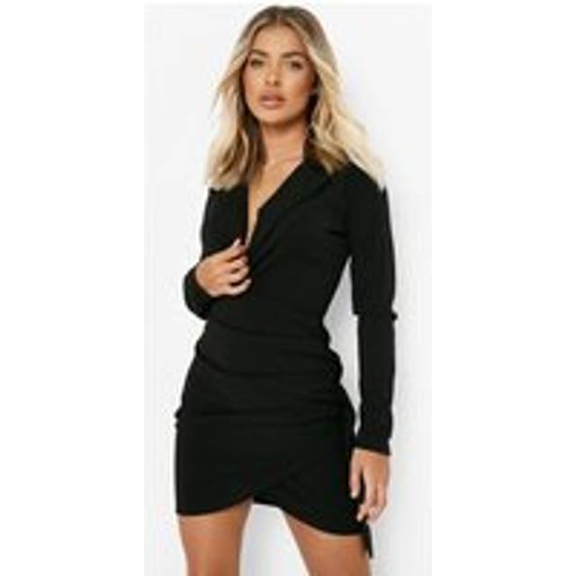Womens Wrap Detail Fitted Blazer Dress - Black - 10