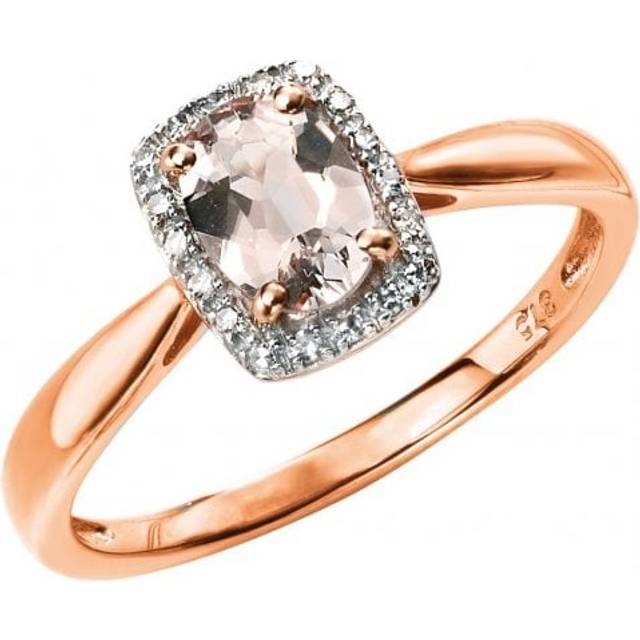 Elements 9ct Rose Gold Diamond And Morganite Ring GR517P / Size 56