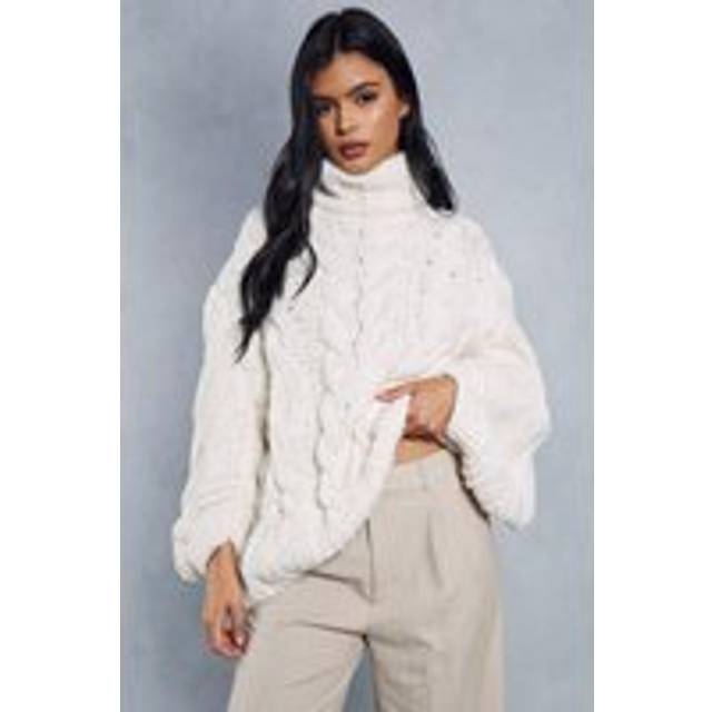MissPap Womens Premium Chunky Cable Knit Jumper - Cream - Size Small/Medium