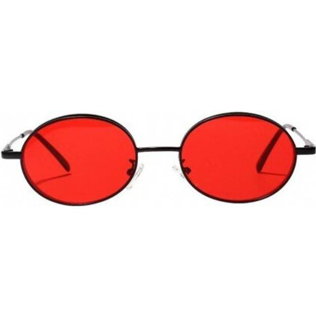 (black red) Women Oval-shaped Thick Frame Sun Glasses  Fashion Sunglasses Hip Hop Clear Colored Lens Festival Vintage Eyewear Unisex UV400