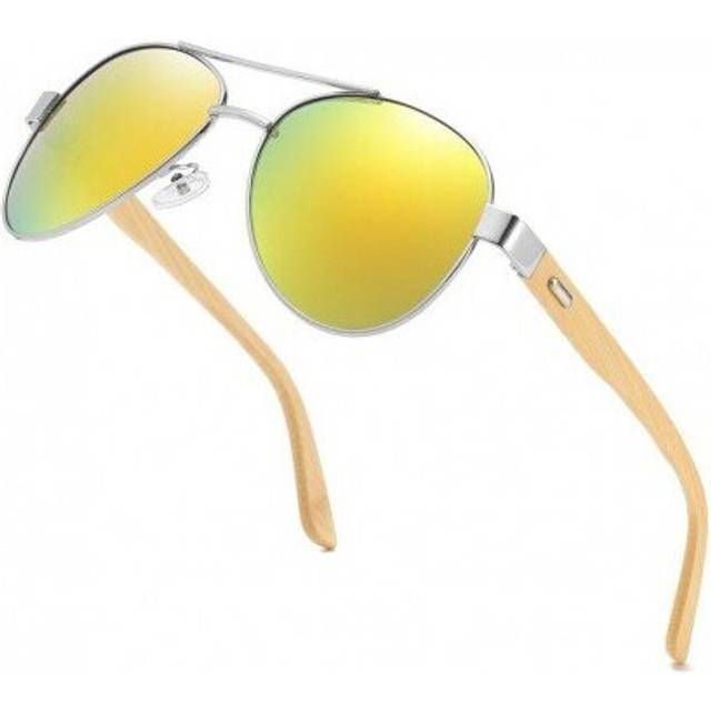 (KP1510) Wood Bamboo pilot Sunglasses Men Wooden metal Women pilot Brand Designer Mirror Original Sun Glasses drive retro de sol