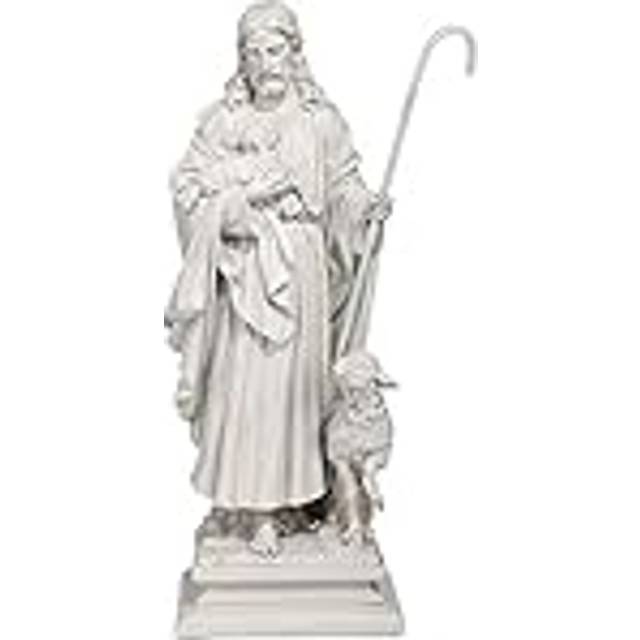 Design Toscano EU1785 Jesus the Good Shepherd Religious Garden Statue, Large, 71 cm, Polyresin, Antique Stone, Off White