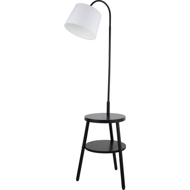 Ebern Designs Momena 166Cm White/Black Tray Table Floor Lamp White And Black 166cm H X 55cm W X 50cm D