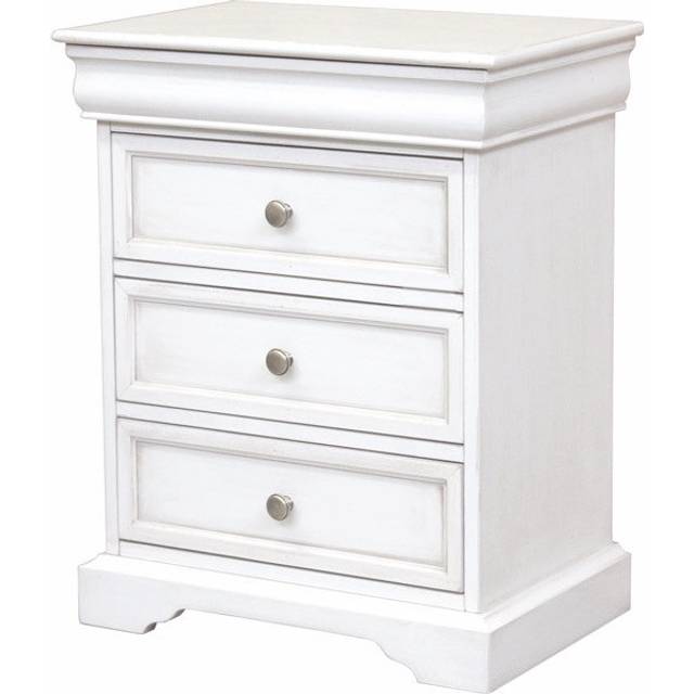 Deontez Manufactured Wood + Solid Wood Bedside Table - White (64cm H X 52cm W X 34cm D)