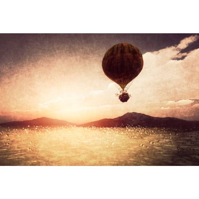 Steampunk Airship Flying by Gremlin - Wrapped Canvas Art Prints - Brown (51cm H x 76cm W x 3.8cm D)