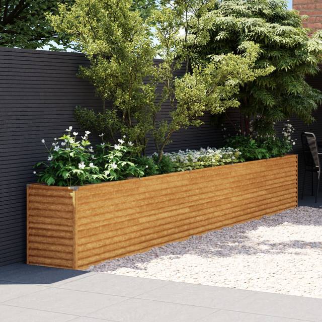Rio Almarene Metal Outdoor Raised Flower Bed Rusty 69cm H x 482cm W x 50cm D