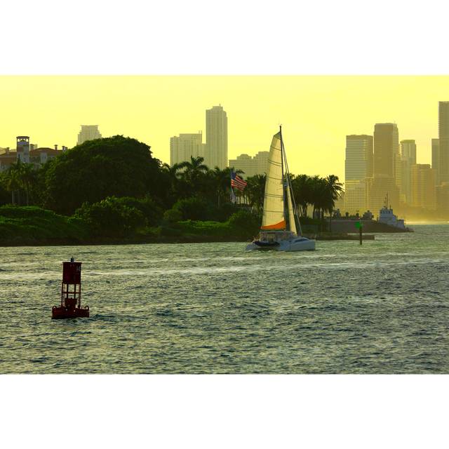 Sunset Miami Beach by Agustavop - Wrapped Canvas Art Prints - Yellow (30cm H x 46cm W)