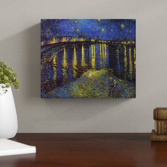 'Starry Night Over the Rhone' by Vincent Van Gogh Oil Painting Print on Wrapped Canvas (85cm H x 114cm W)