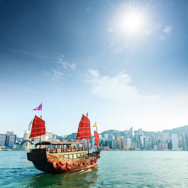 Traditional Chinese Junkboat by Loveguli - Print - Grey (30cm H x 30cm W)